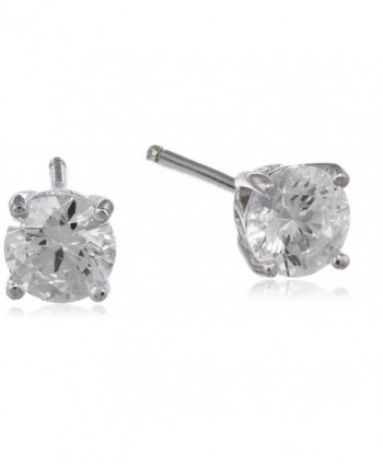 Myia Passiello Timeless Platinum-Plated Sterling Silver and Swarovski Zirconia Round Stud Earrings (1 cttw) - CV11EVF59RV