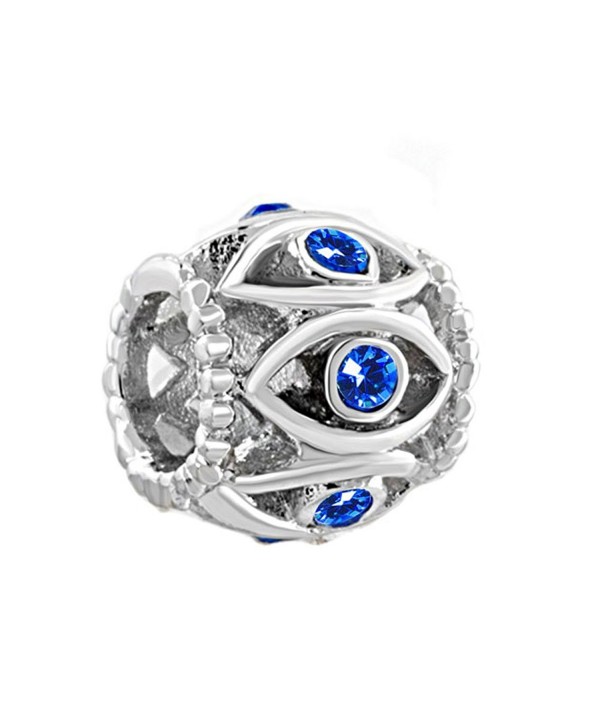LovelyJewelry Lucky Evil Eye Blue Birthstone Crystal Charm Beads For Bracelet - CA11TC1DT67