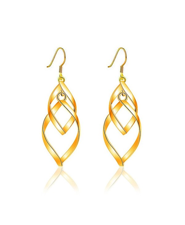 Kalapure 18K Gold Plated Women's Classic Double Linear Loops Design Silver Earrings - Gold - C0184AISRU6
