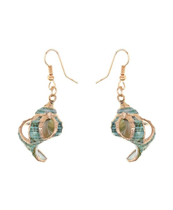 Alilang Womens Multicolored Ocean Sea Seashell Conch Drop Dangle Earrings - Green - CI1193E75SV