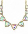 Triangular Gemstone Dangling Earrings Gold Tone