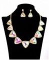 Triangular Gemstone Dangling Earrings Gold Tone in Women's Jewelry Sets