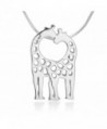 925 Sterling Silver Open Two Giraffe Couple In Love Heart Pendant Necklace for Women- 18" Chain - C912BOY8KI1