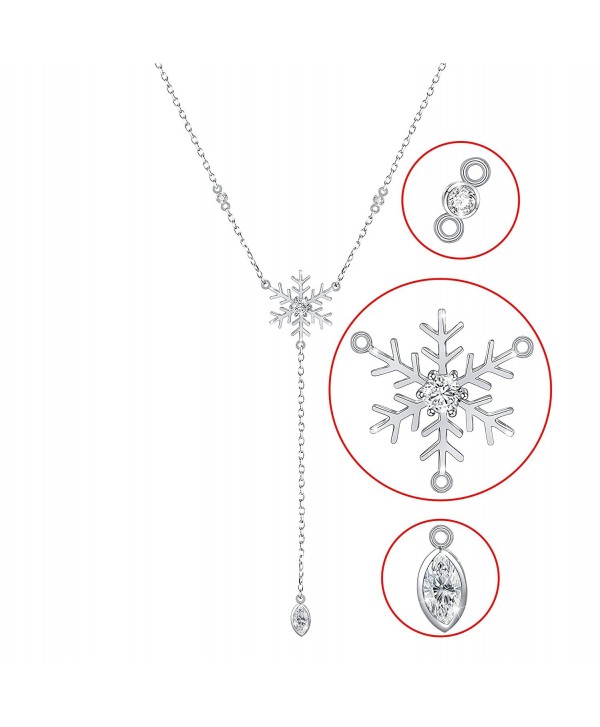 S925 Sterling Silver Snowflake Necklace for Lady Women - CU1867CSDXG