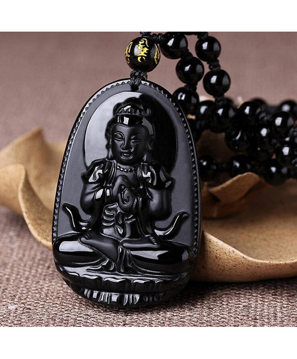 Natural Ice Obsidian Akasagarbha Avalokite?vara Buddha Pendant Amulet necklace - C517YZKTTK6