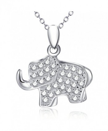 925 Sterling Silver Good Luck Elephant Pendant Necklace for Women Girls - CW12OBJ8416