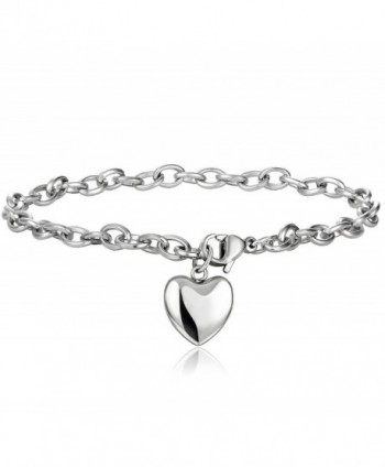 Jstyle Jewelry Women's Stainless Steel Chain Bracelet with Heart Charm-7.48" - B: Silver-tone - CN11QJJJ88X