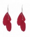 Pretty Bohemian Handmade Vintage Feather Long Drop Earrings - Red - CU12NSF095L