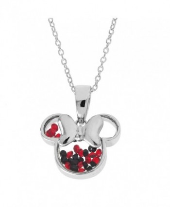 Disney Minnie Mouse Sterling Silver Crystal Head Silhouette Shaker Pendant-18" - C9186XYA025