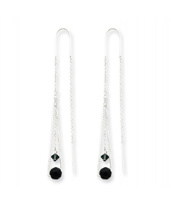 Sterling Silver Black and Tourmaline Crystal Threader Earrings - C7113PTL6CL