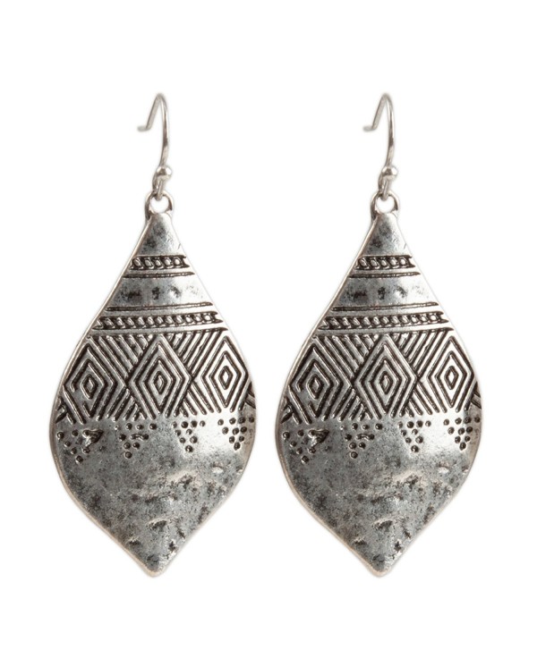 Bohemian Hammered & Engraved Silver Earrings - SPUNKYsoul Collection - CA12D4IBOY7