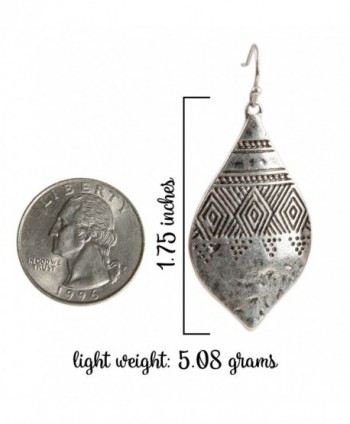 Bohemian Hammered Engraved Silver Earrings in Women's Drop & Dangle Earrings