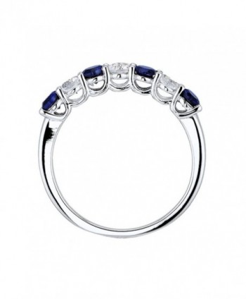 Created Sapphire 7 Stone Rhodium Sterling in Women's Stacking Rings