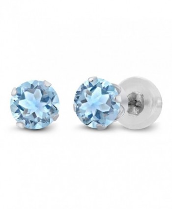 1.20 Ct Sky Blue Topaz 10K White Gold Stud Gemstone Birthstone Earrings 5MM - CP116KM3PMT