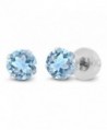 1.20 Ct Sky Blue Topaz 10K White Gold Stud Gemstone Birthstone Earrings 5MM - CP116KM3PMT