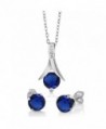 2.40 Ct Round Simulated Sapphire 925 Silver Pendant and Earrings Set 18" Chain - CT12O9WNP76