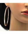 Yellow Gold Tone Diamond Cut Earrings Tri Color in Women's Hoop Earrings