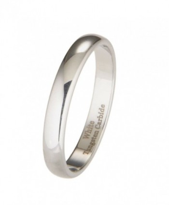 MJ 3mm White Tungsten Carbide Polished Classic Wedding Band Engravable Ring - C811H9R8L69