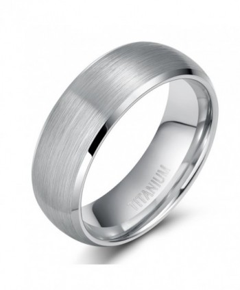 6mm/8mm Titanium Ring Brushed Beveled Edge Comfort Fit Wedding Band - Metal-type-8mm - CH18690Y502