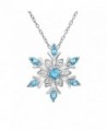 Sterling Silver Blue and White Snowflake Pendant Necklace with Swarovski Crystals - CP11BY9Q2RX