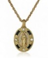 Symbols of Faith "Inspirations" 14k Gold-Dipped Crystal Blue Enamel Mary Pendant Necklace- 18" - CM126XGZMPJ