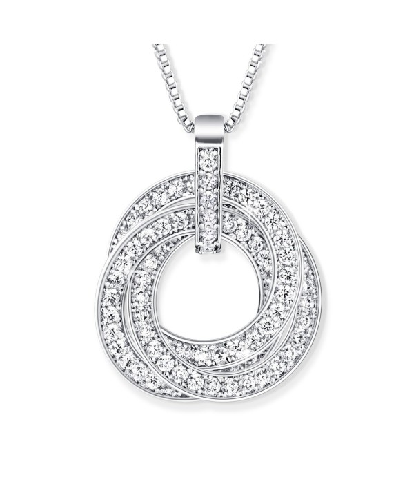 Yalong Pendant Necklace Gifts for Women White Gold Plated Round CZ Interlocking Circles Women Jewelry- 17" - CY1866GLQ4N
