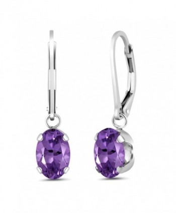 Sterling Silver Oval Purple Amethyst Women's Dangle Earrings (2.20 cttw) - CO11L96IRFB