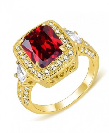 EleQueen Women's Gold-tone Prong Cubic Zirconia Crystal Party Ring Ruby Color - CP11ACAMITJ