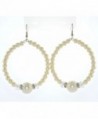 2 3/4 in. Dangle Drop Faux Pearl- Clear Simulated Rhinestone Rings and Beads Ear-wire Hoop Earrings - White - CW119W38NRP