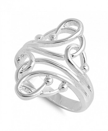Women's Curved Ball Fashion Abstract Ring .925 Sterling Silver Band Size 9 (RNG14974-9) - CT11Y23X40B