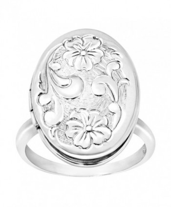 Floral Locket Ring in Sterling Silver - CS12KE8FWWP