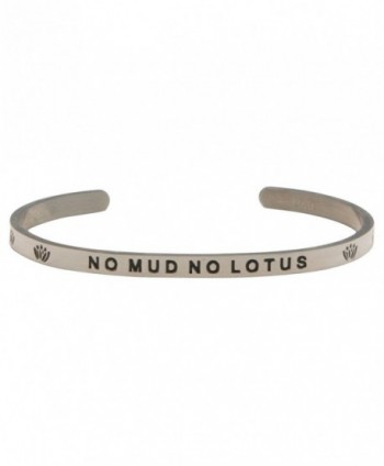 Buddha Groove No Mud No Lotus Inspirational Cuff Bracelet- Stainless Steel - CC12DTEB63P
