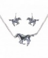 Silvertone Horse Theme 16" Necklace And Earring Set - CU11KATL1MN