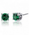 1.50 Carats Simulated Emerald Round Cut Stud Earrings Sterling Silver - CN110AHXZ0L
