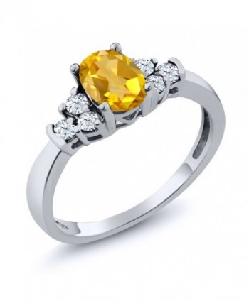 0.64 Ct Oval Yellow Citrine White Topaz 925 Sterling Silver Ring (Available in size 5- 6- 7- 8- 9) - CQ117DQN6IJ