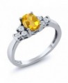 0.64 Ct Oval Yellow Citrine White Topaz 925 Sterling Silver Ring (Available in size 5- 6- 7- 8- 9) - CQ117DQN6IJ