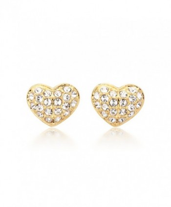 MYJS Alana 16k Gold Plated Pave Heart Stud Earrings with Clear Swarovski Crystals - CA1230NCJIV