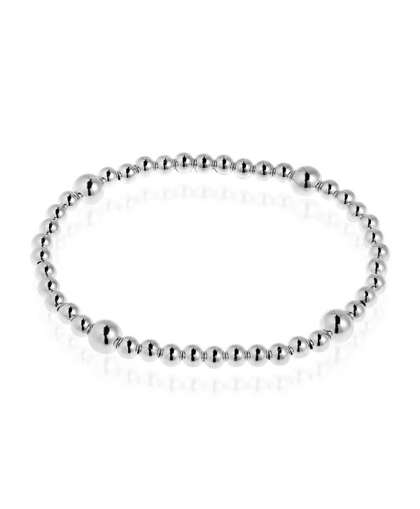 Sleek Elastic Sterling Silver Beads Stretch Bracelet - C1127R5XN8X