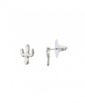 Lux Accessories Silvertone Cactus Desert Tribal Stud Earrings - CV17YHQ3AM0