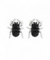 EVER FAITH 925 Sterling Silver Cubic Zirconia Halloween Fashion Spider Stud Earrings - Black - C1120NMPEGB