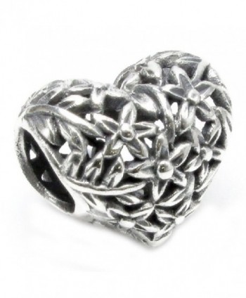 Sterling Silver Filigree Tree of Love with Flower Heart Bead for European Charm Bracelets - C111CVBJCXT