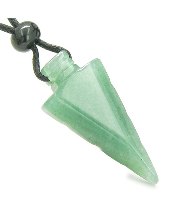 Arrowhead Magic Amulet Green Quartz Crystal Point Lucky Pendant Necklace - CB1173V4W7X