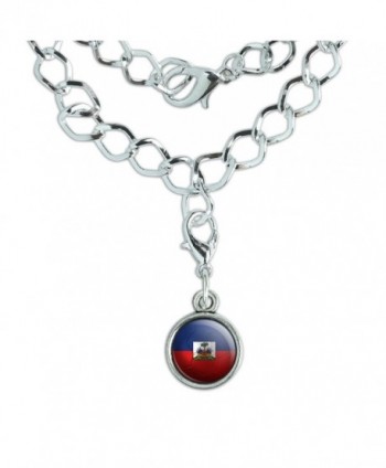 Silver Plated Bracelet with Antiqued Charm Soccer Futbol Football Country Flag A-I - Haiti Flag Soccer Ball - CK12NB1ERTQ