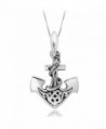 925 Sterling Silver Celtic Anchor Pendant Necklace- 18" - CW11M5Z0JVP