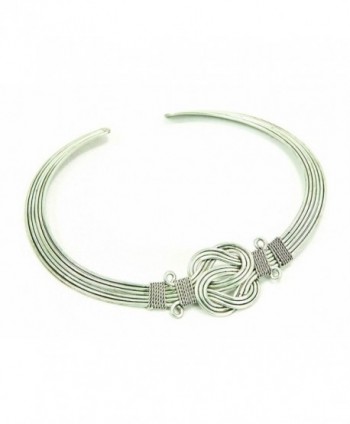Brass Buddha Knot Necklace Silver Tone - CX119NP8ZDT