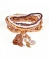 Bohemian Beaded Bracelet Strand Wrap Layered Charm Tassel Flower Leaf Dangle RareLove - Brown - CM184WMHG4Q
