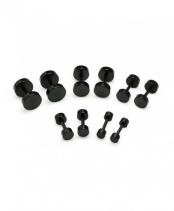Fake Ear Plugs Earrings - Stainless Steel Stud Earrings Set 3mm 4mm 5mm 6mm 7mm - CR11Y5IVN2J