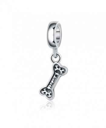 Love My Pet Dog Bone Dangle 925 Sterling Silver Charms Fits Bracelets Necklace Jewelry - CH185473CYW