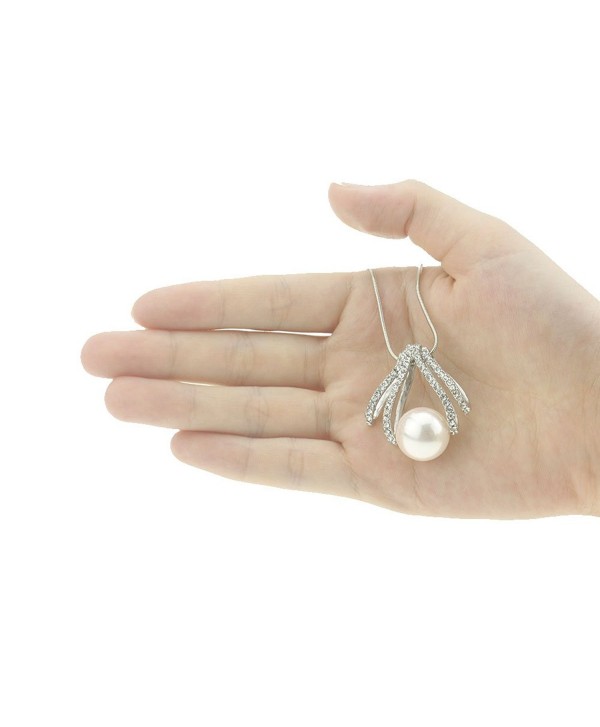 Pearl Necklace- Singal Pearl Pendant 15mm with Fashion Alloy Chain 15''-18'' Adjustable - Pearl Necklace-White - CL188KYQG5W