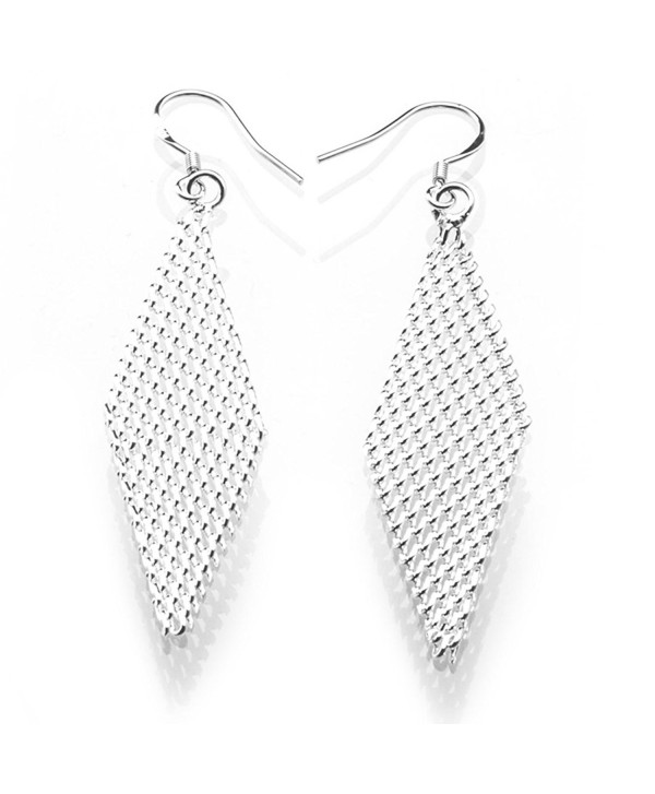Sephla Silver Plated Silky Chain Mesh Prismatic Dangle Earrings - CU11WDRMVWP